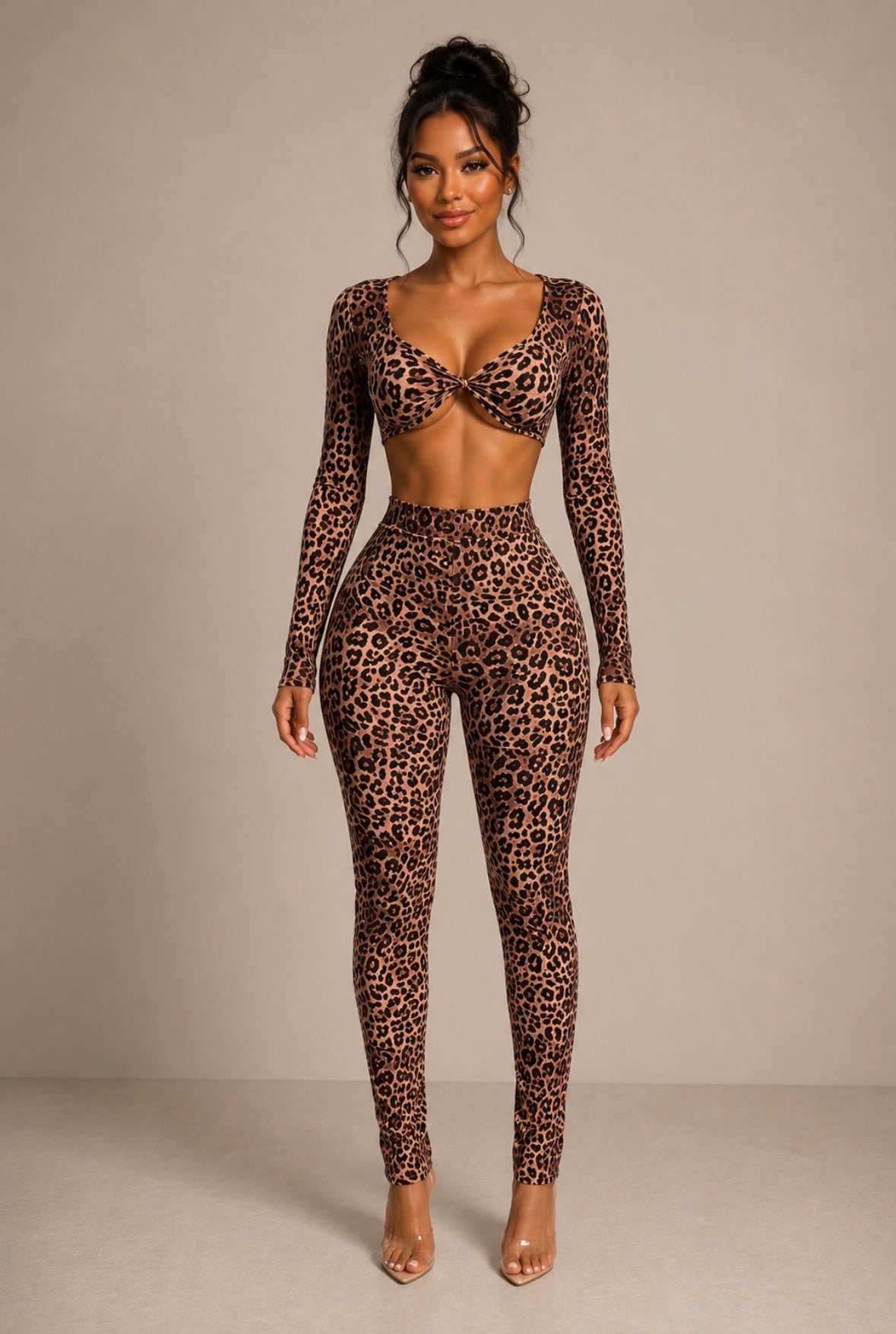 High waist leopard set