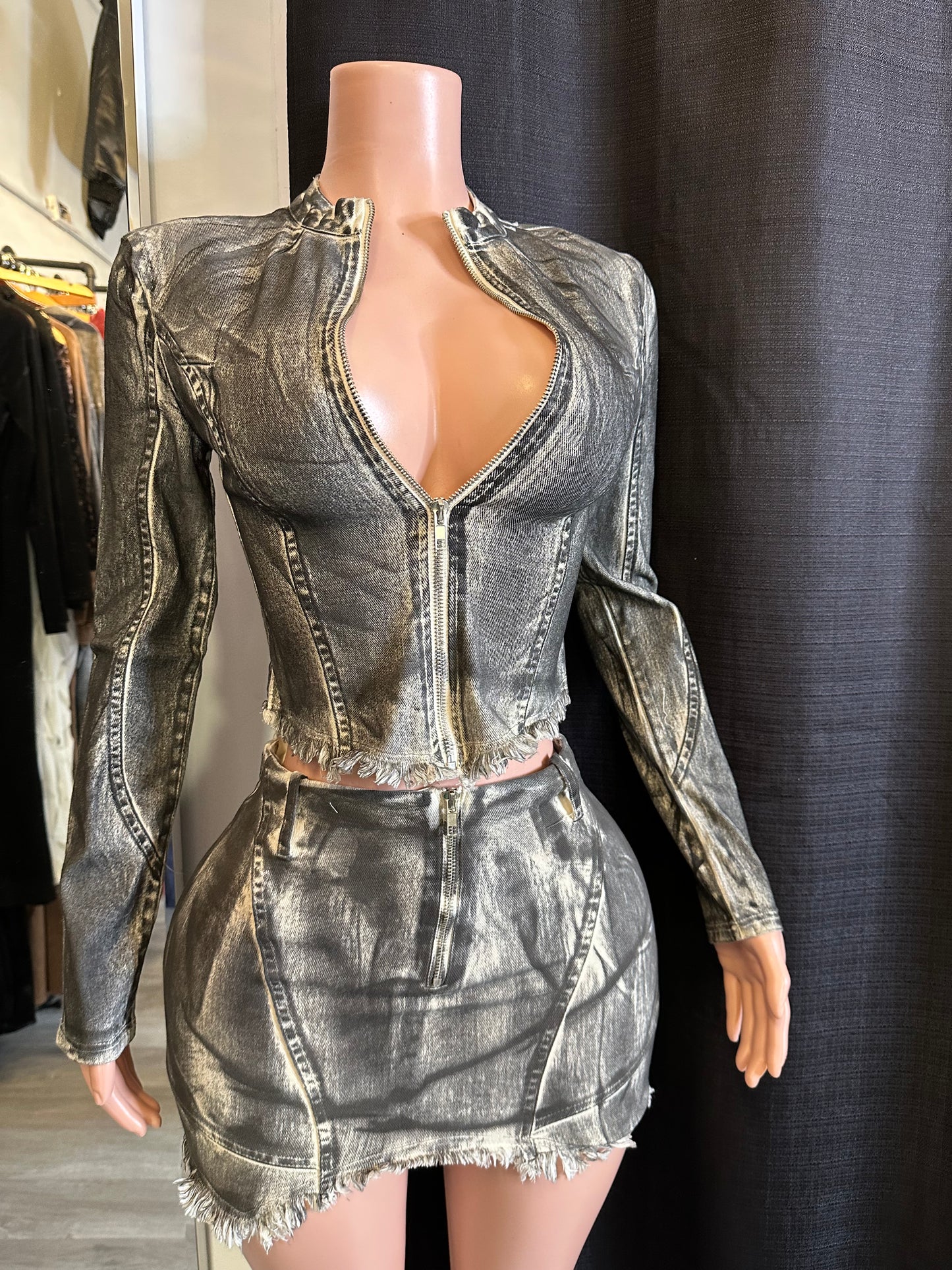 Spray mini skirt set