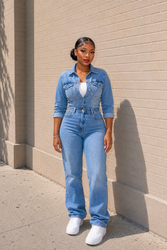 Denim lab jumpsuit