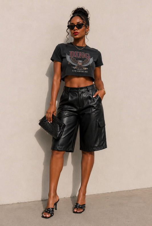 Leather cargo jorts