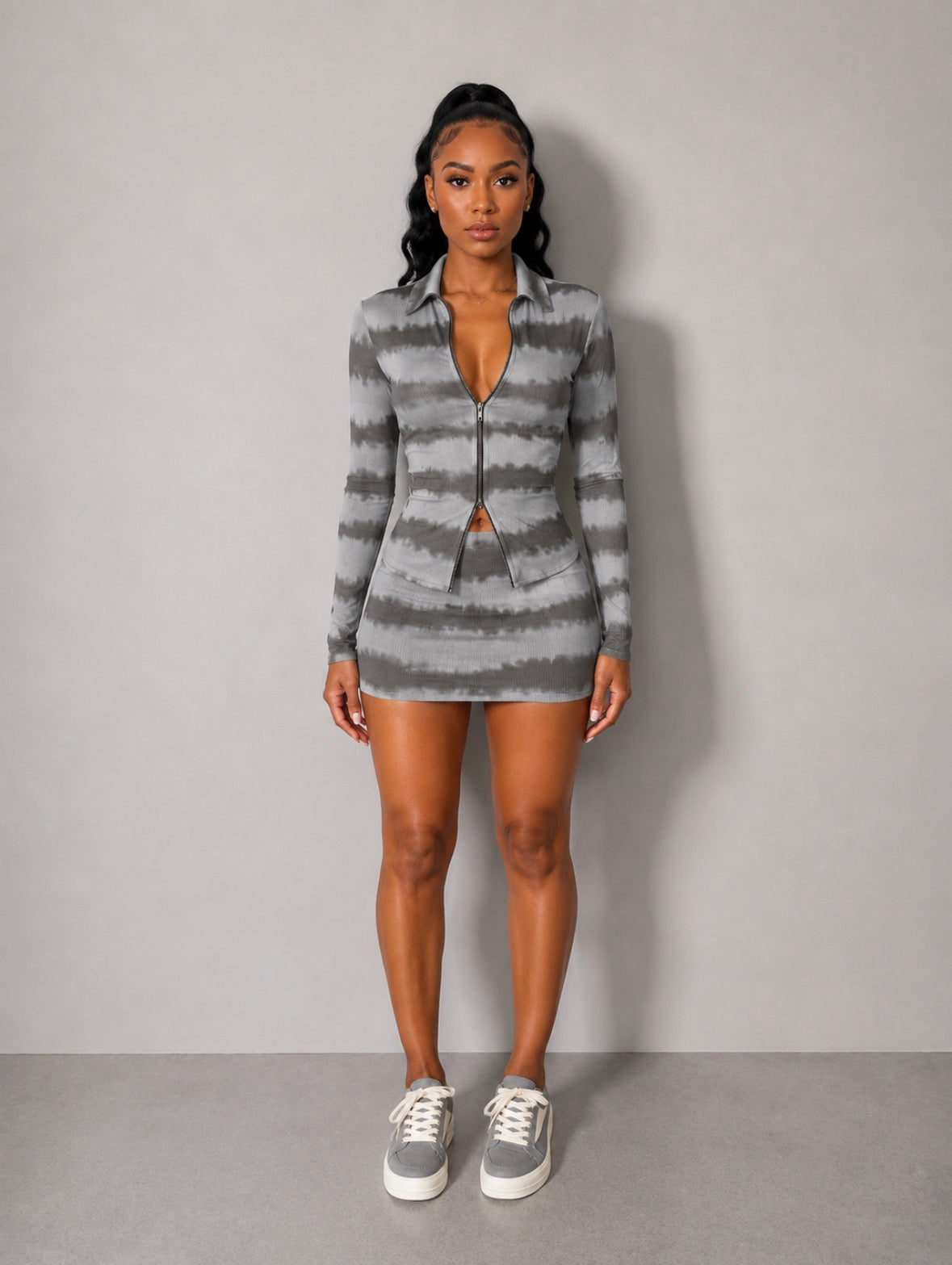 Stripes mini skirt set