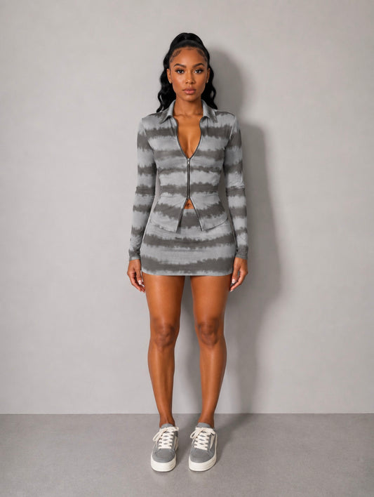 Stripes mini skirt set