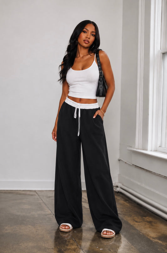 Contrast drawstring pants