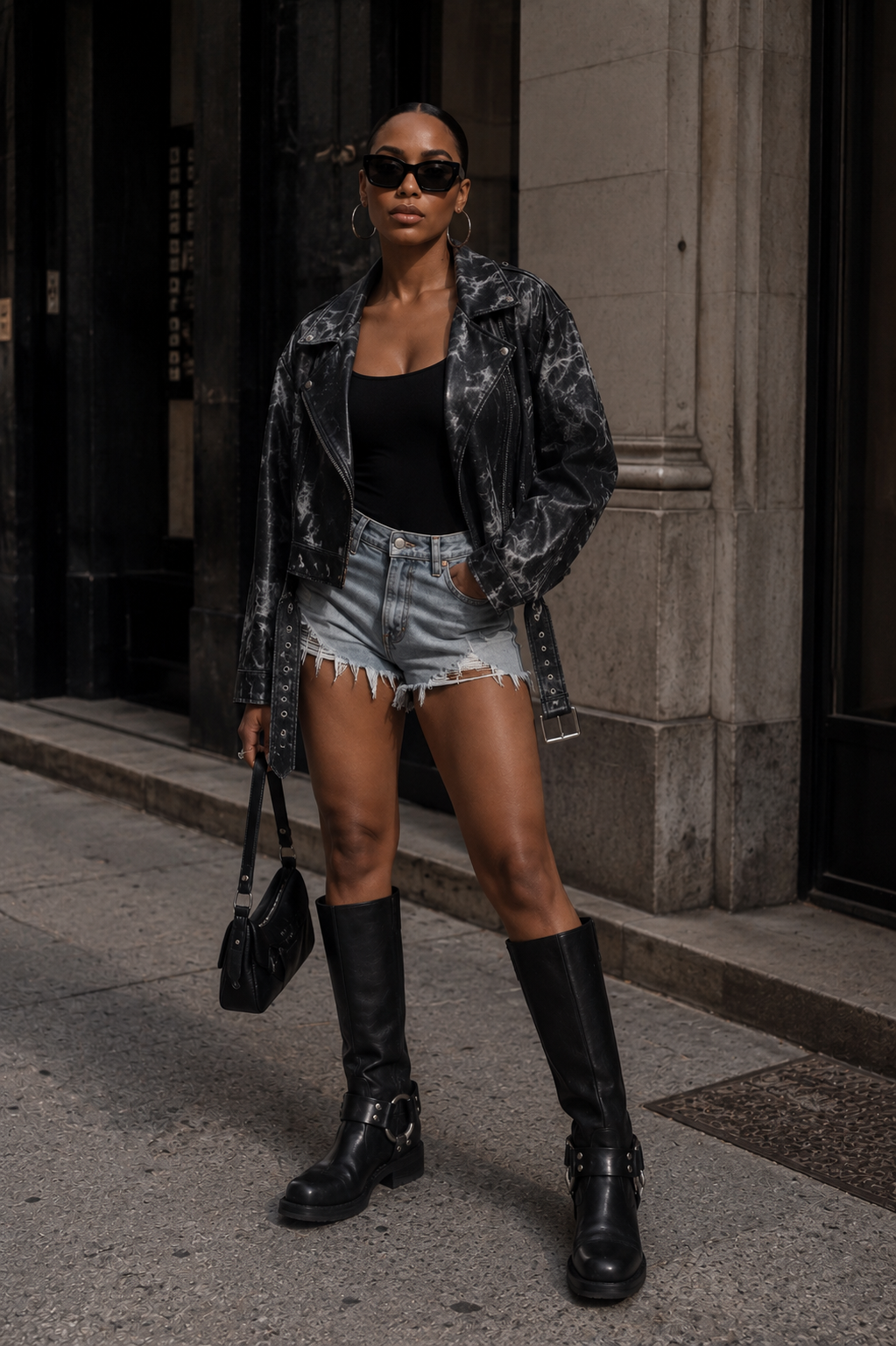 Acid wash cropped jacket